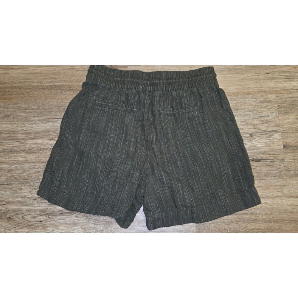 Athleta size XS 100% Linen Shorts Green Drawstring w/Pockets